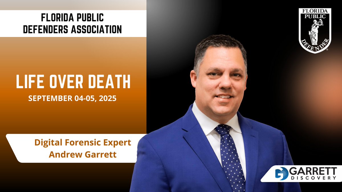 Join us this week and meet Andrew Garrett, CEO and Digital Forensic Expert exhibiting at the Florida Public Defenders Association's Constitutional Defender Summer Training, discussing how digital forensics can support current and future legal cases.
#FPDA #DigitalForensics