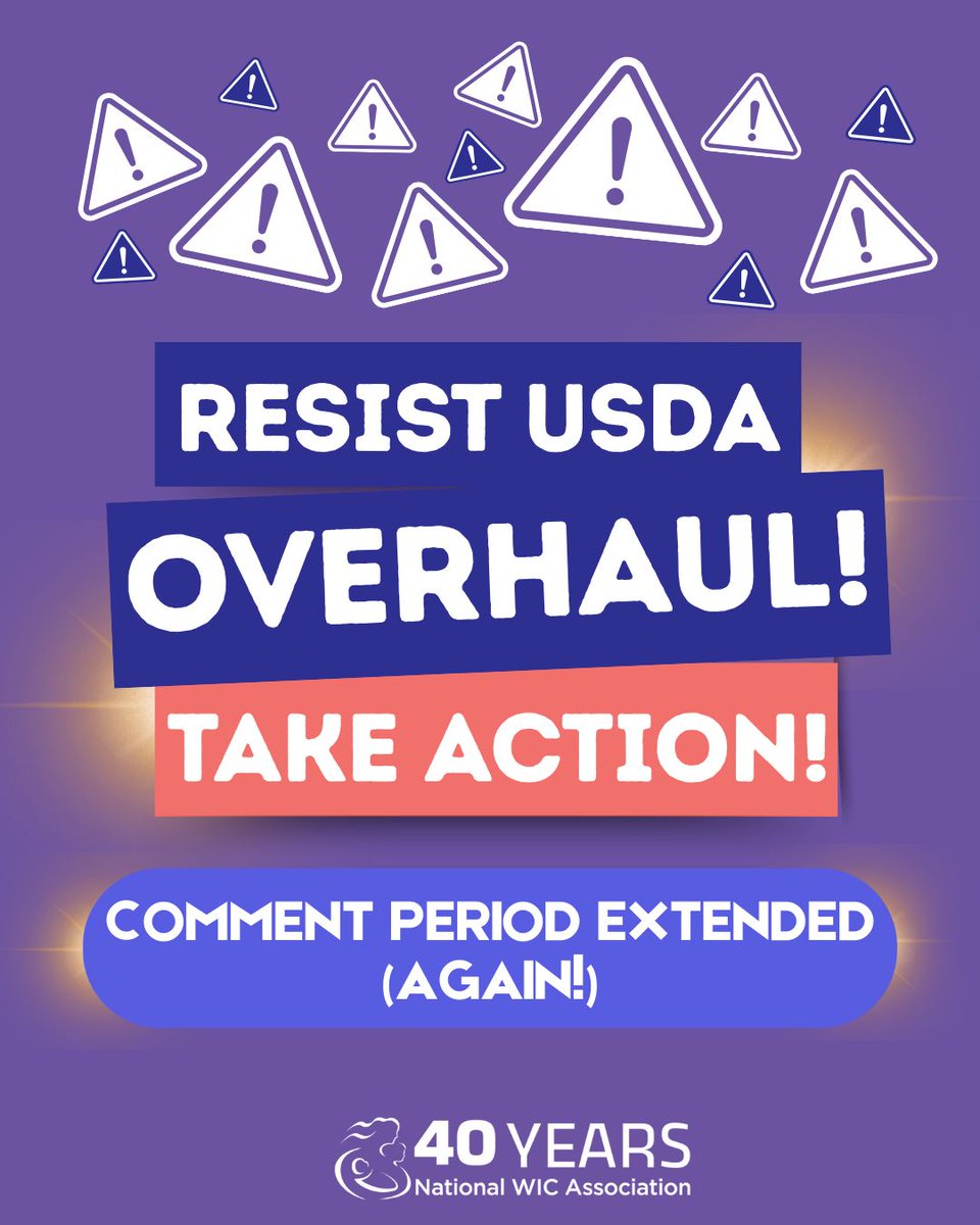 🗣️ Comment period extended (AGAIN!) Make your voice heard on proposed USDA reorganization that could have serious consequences for nutrition programs like #WIC. 

Submit your comment today! ➡️ media.nwica.org/draft%20usda%2…