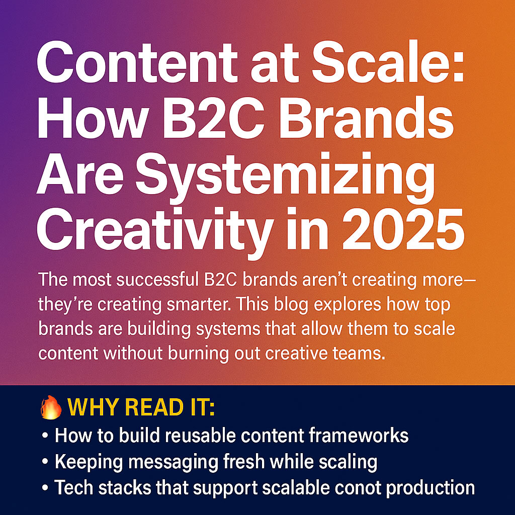 B2the7's tweet image. Content at Scale (Without Burnout)

🔥B2C brands are scaling content smarter—not harder.

Learn how the best are systemizing creativity, keeping it fresh, &amp;amp; staying agile.

🔗 b2the7.com/news-blog/how-…

#ContentOps #MarketingSystems #B2CMarketing #CreativeStrategy #ContentAtScale