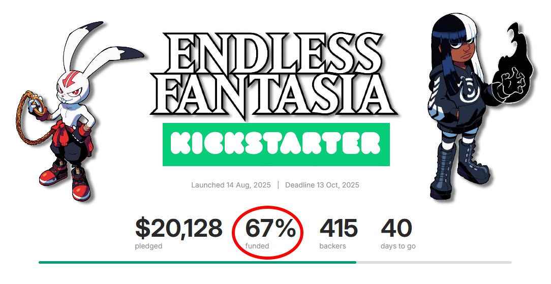 The ENDLESS FANTASIA <a href="/Kickstarter/">Kickstarter</a> is two-thirds of the way funded!!

Just gotta keep pushing a bit more and we'll be there! Appreciate y'all showin' up!