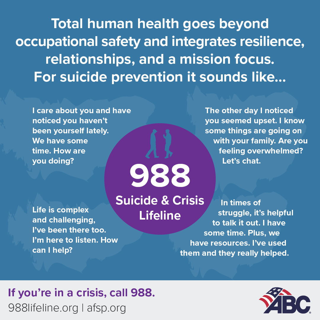 September is Suicide Prevention Awareness Month. In construction and beyond, mental health matters. Let’s normalize conversations, check in with each other, and share resources that save lives. #ABCMeritShopProud