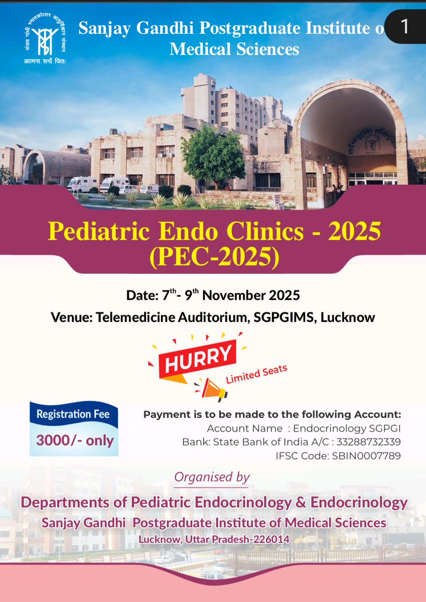 Pediatric endocrinology event for Endocrinology and Pediatric endocrinology trainees.
Limited seats. docs.google.com/forms/d/e/1FAI…
Any queries: pediatricendoclinics@gmail.com