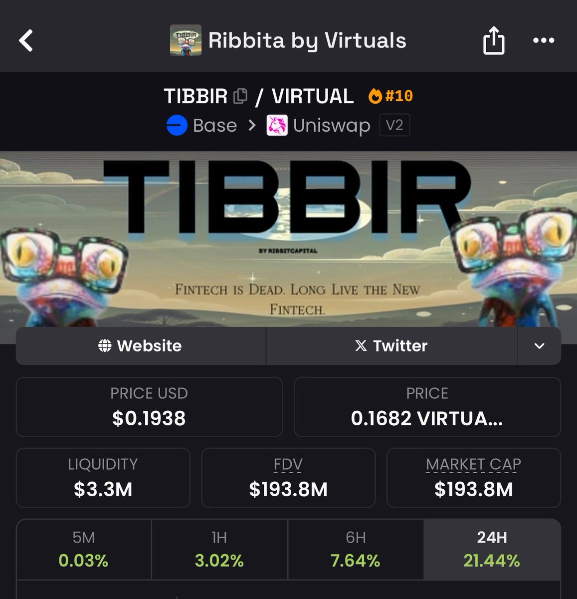 Let me guess.. you faded $TIBBIR.. again.. 

$TIBBIR wants $320M for its next victim 🎯 

Not financial advice.