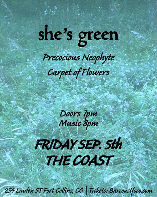 One of my favorite bands I wanted to play with 🤍🤍🤍
콜로라도의 Fort Collins 에서 첫공연. She's Green 과 함께 합니다 (꺄) 
아직도 처음인게 왜 이렇게 많냐