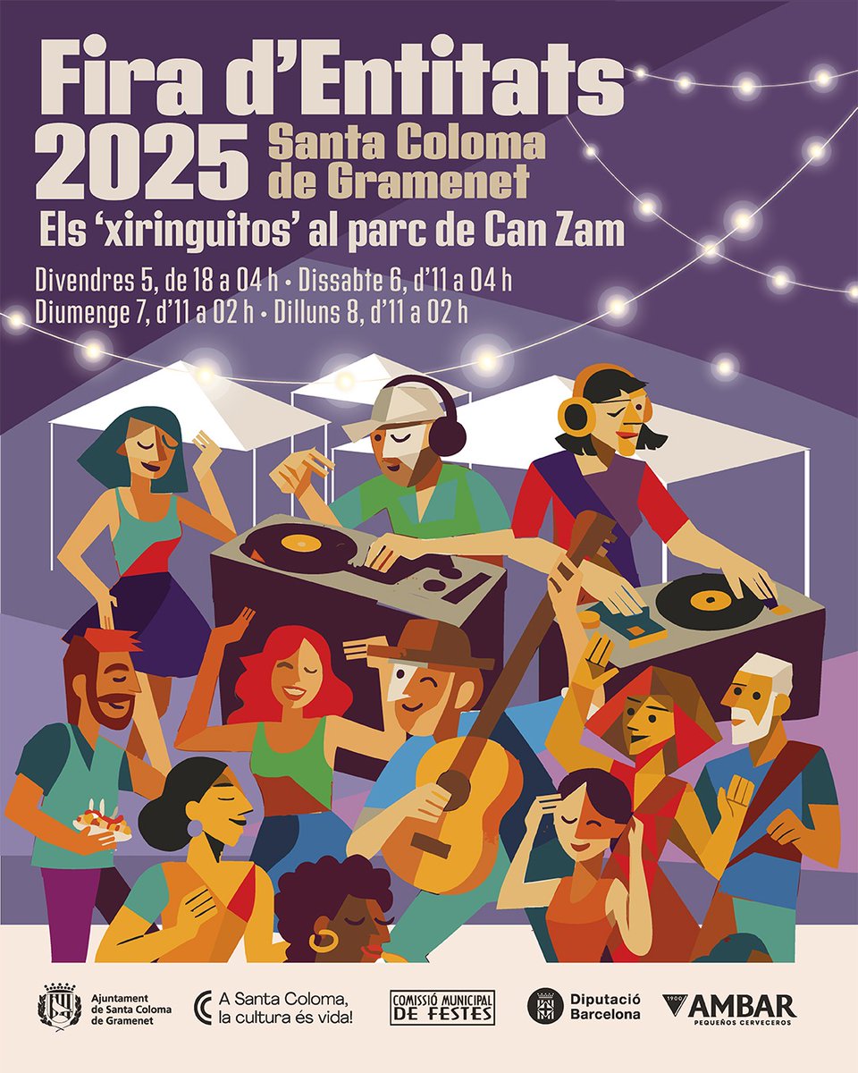 📢  L’Ajuntament organitza la Fira d’Entitats de la Festa Major d’Estiu
El parc de Can Zam acull els ‘xiringuitos’ de les entitats
Un punt de trobada festiu en un entorn que permet respirar, passar una bona estona, escoltar un concert, sopar...
Horaris a gramenet.cat/sites/festa-ma…