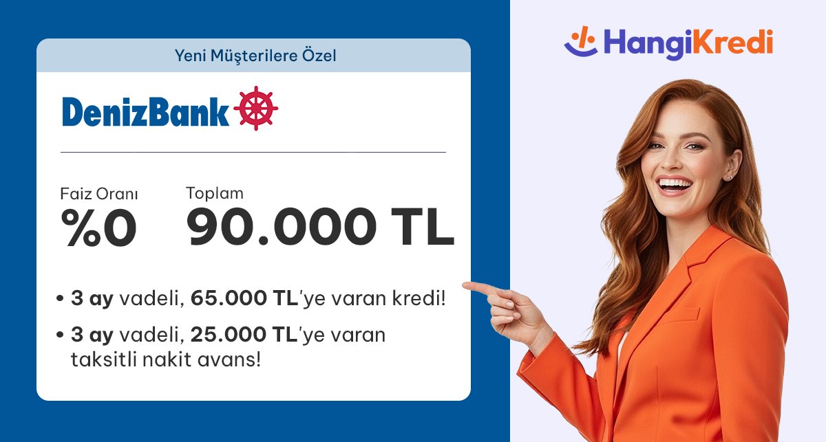 parafesorfinans's tweet image. Görmeyen görene faizsiz fırsatları anlatsın. HangiKredi'ye girip yeni fırsatları gördükçe paylaşıyorum. 😎

Şimdi Denizbank'ın %0 faizli 90.000 TL fırsatını inceledim. ✅

Detayları görselde bulabilirsiniz. Müşterisi olmayanlar başvurup faizsiz fırsatı kaçırmasın derim. 💪
