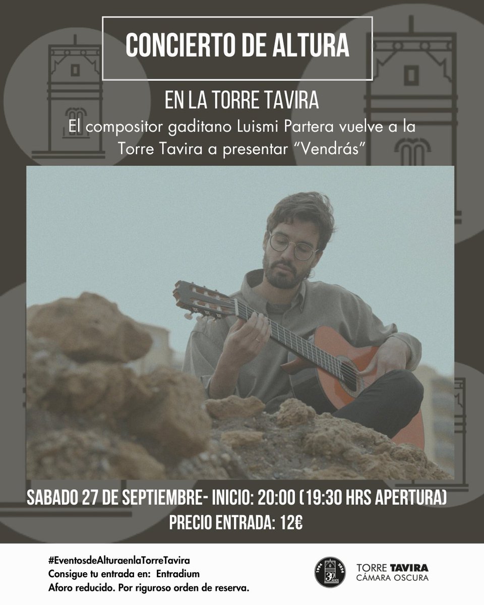 ¡Ya tenemos fecha para el primer #EventoDeAltura post verano! El próximo 27 de septiembre el compositor gaditano Luismi Partera vuelve tras su magnífica experiencia el pasado mes de marzo para compartir de nuevo con nosotros su trabajo "Vendrás"