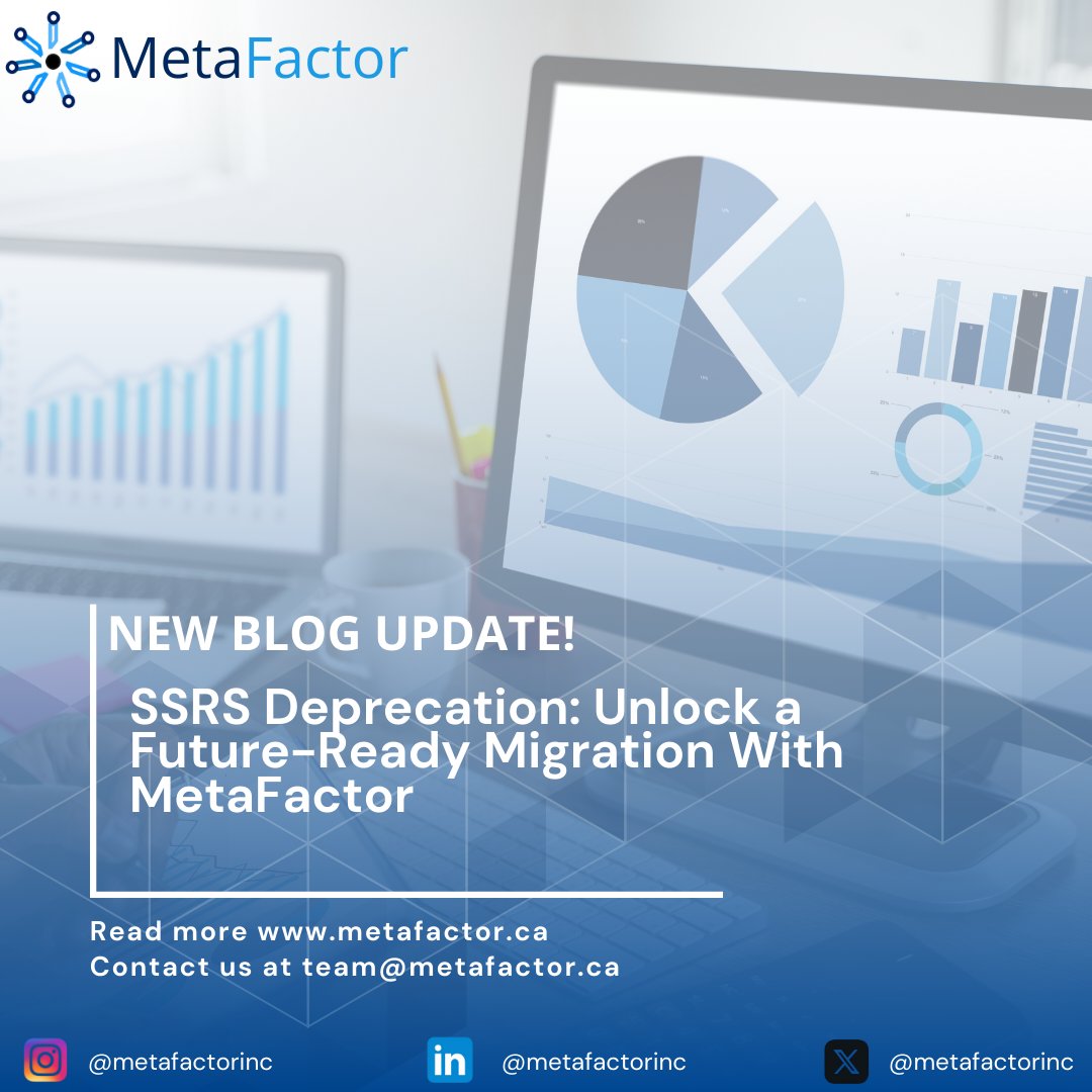 Metafactorinc's tweet image. 📉 SSRS is being deprecated – are you ready to modernize your reporting?
With SQL Server 2025, Microsoft is phasing out SSRS in favor of Power BI Report Server. 
🔗 Read the full blog:
metafactor.ca/visualization/…
#SSRS #ReportMigration #PowerBIReportServer #SQLServer