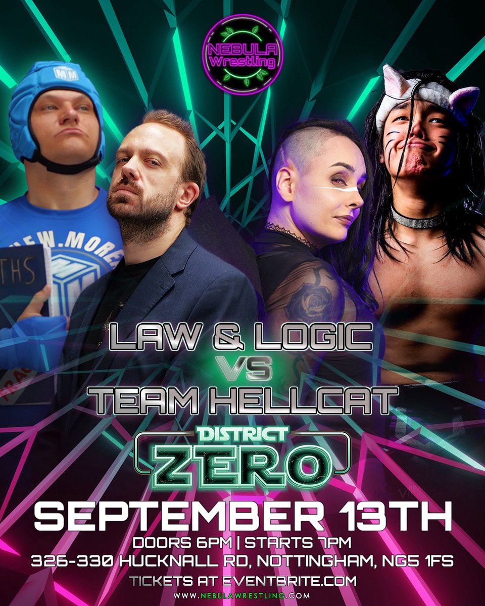 SEPTEMBER 13TH!⭐️

NOTTINGHAM!⭐️

DISTRICT ZERO!⭐️

326-330 Hucknall Road
NG5 1FS
Nottingham
Sherwood 

Doors Open: 6PM
Show Starts: 7PM

TICKETS HERE!🎟️👇
eventbrite.co.uk/e/nebula-wrest…

NEBULA Staff,

#nottingham #nottinghamevents #sherwood #sherwoodevents #wrestling #prowrestling