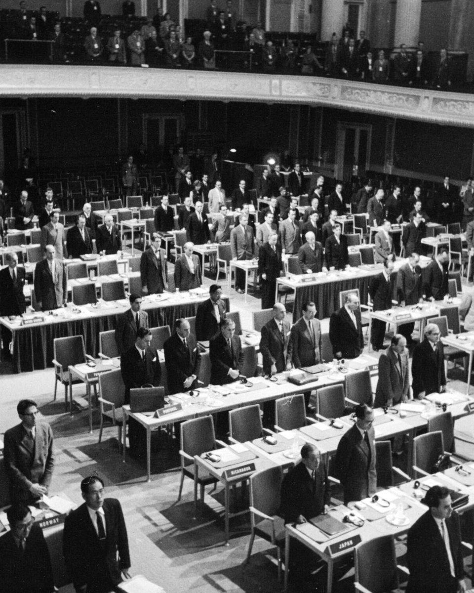#IAEAGC blast from the past: on 23 October 1957 at the Konzerthaus in Vienna, representatives from 56 nations gathered for the first ever IAEA General Conference.

Today, the IAEA has 180 Member States whose representatives meet at the General Conference every year. They discuss