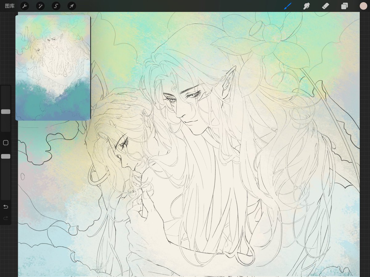 终于把这张线稿画完了！