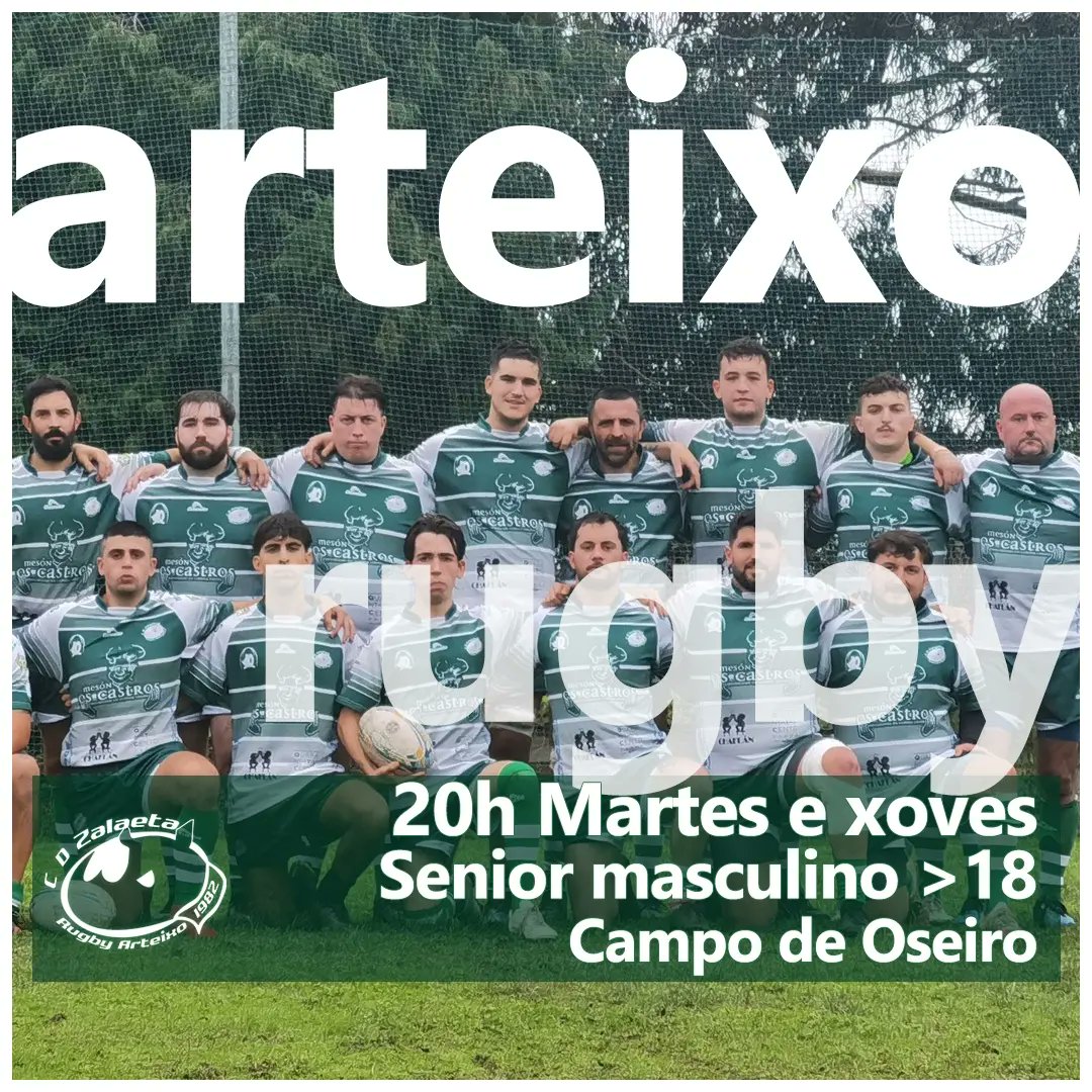🏉Vas a trabajar o estudiar este año en #Coruña #Galicia y quieres seguir jugando al #rugby? 

Un club pequeño pero que tiene mucho para ofrecer <a href="/rugbyzalaeta/">CD Zalaeta Rugby Arteixo</a>

Te hacemos falta!

Uno de los clásicos de <a href="/RugbyGalicia/">Galicia Rugby</a>

🟢⚪Hai #rugby en #Arteixo!