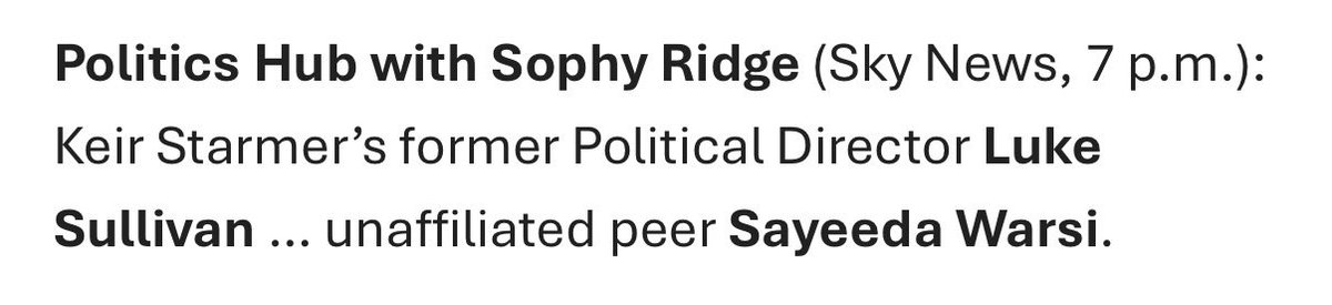 LukeJSullivan (@lukejsullivan) on Twitter photo Quiet political news day to join <a href="/SophyRidgeSky/">Sophy Ridge</a> on <a href="/SkyPoliticsHub/">Politics Hub with Sophy Ridge</a> with <a href="/SayeedaWarsi/">Sayeeda Warsi</a> Quiet political news day to join <a href="/SophyRidgeSky/">Sophy Ridge</a> on <a href="/SkyPoliticsHub/">Politics Hub with Sophy Ridge</a> with <a href="/SayeedaWarsi/">Sayeeda Warsi</a>