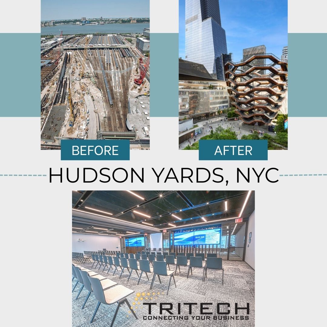 TRITECHComm's tweet image. Hudson Yards, once a collection of abandoned buildings and train yards, is now a vibrant Manhattan neighborhood. TRITECH contributed to developing its cultural, business, and retail spaces, earning the trust of many companies for AV, security, and IT systems deployments.