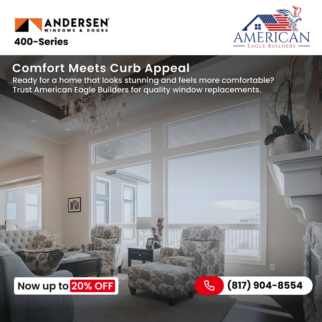 dfwAEB's tweet image. 🏡 Where comfort and beauty come together—American Eagle Builders. Upgrade your windows for energy savings, lasting style, and instant curb appeal. 🌟

📞 Call (817) 904-8554 to get up to 20% OFF + Free installation.

#AndersenWindows #WindowReplacementDFW #WindowInstallationDfw