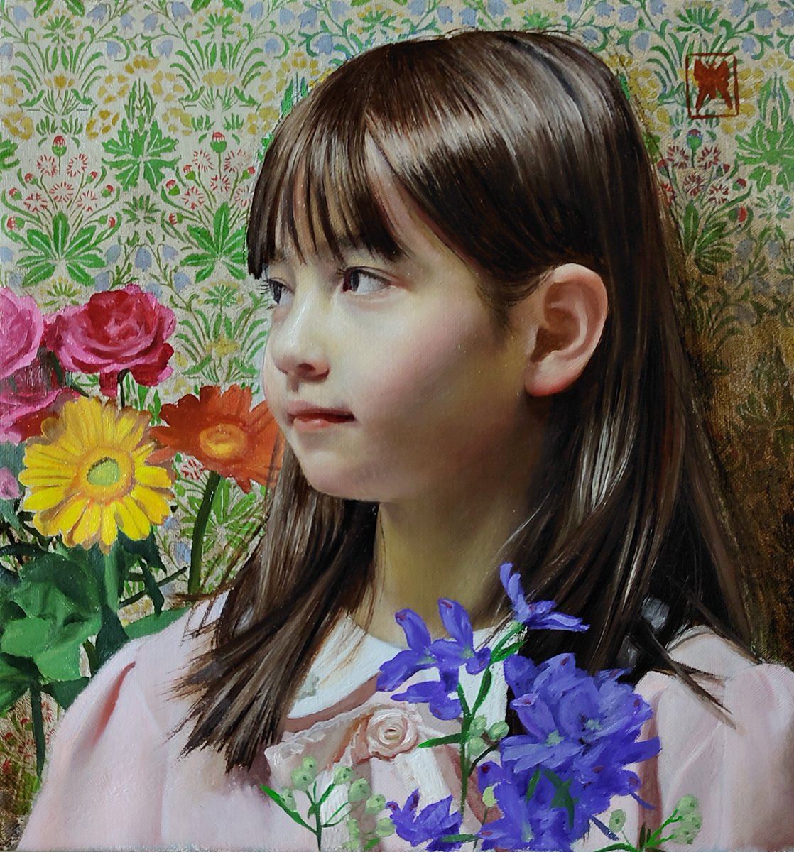 絵画　油彩画　少女　福田宏樹　「新しい時代（ウーリャI）」 絵画 油彩画 少女 福田宏樹 「新しい時代（ウーリャI）」 絵画