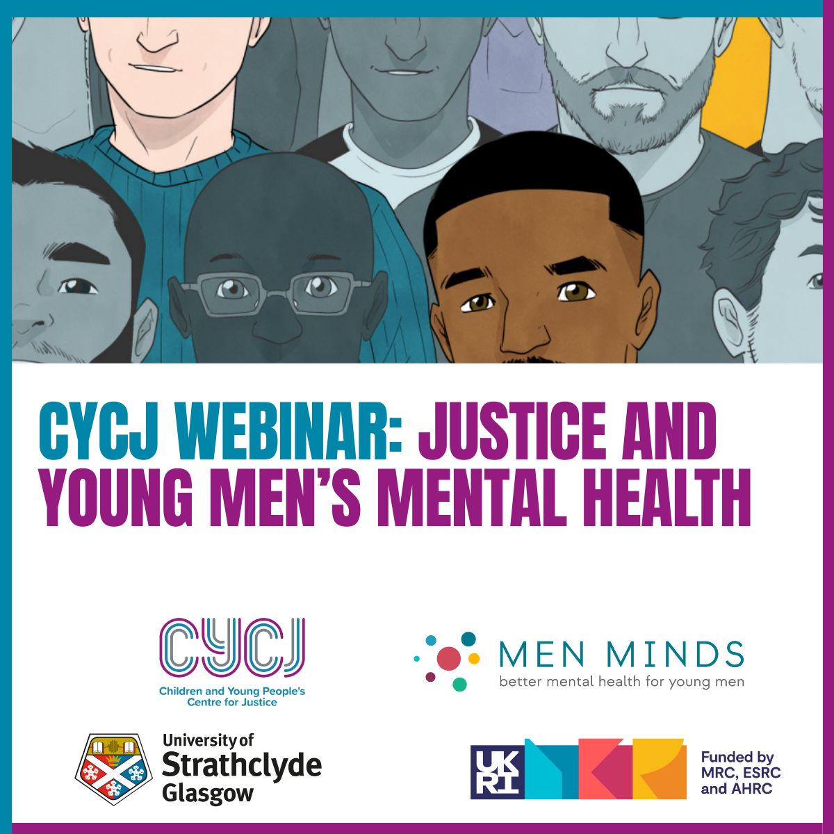 CYCJScotland's tweet photo. What happens when young people take the lead in researching an issue that has impacted them? 

You can learn the answer to this and more at our next webinar where we'll hear from Dr Nina Vaswani as she shares the findings from the Men Minds project, where young people co-produced research into young men's experience of mental health.

If you're interested in young people's mental health, participatory research, or youth justice - this event is for you.  

When: 7 October, 12:00 - 13:00 
Where: MS Teams 

Sign up now: https://t.co/eM7TXvkhTL