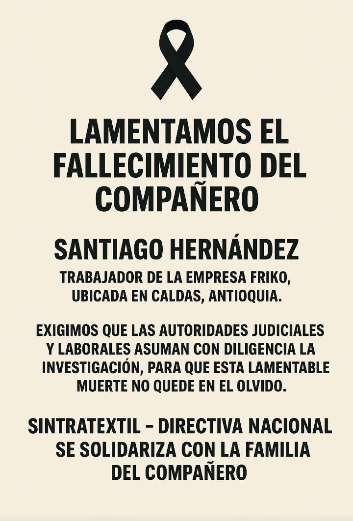 Un Compañero empezando a vivir pierde la vida vendiendo su fuerza de trabajo y haciendo más GRANDE a dicha Empresa,nuestro deber, ser veedores de los SG-SST y las condiciones laborales,el de las Empresas cumplirlo,no únicamente en el papel,en la realidad .Paz en su tumba Compa.
