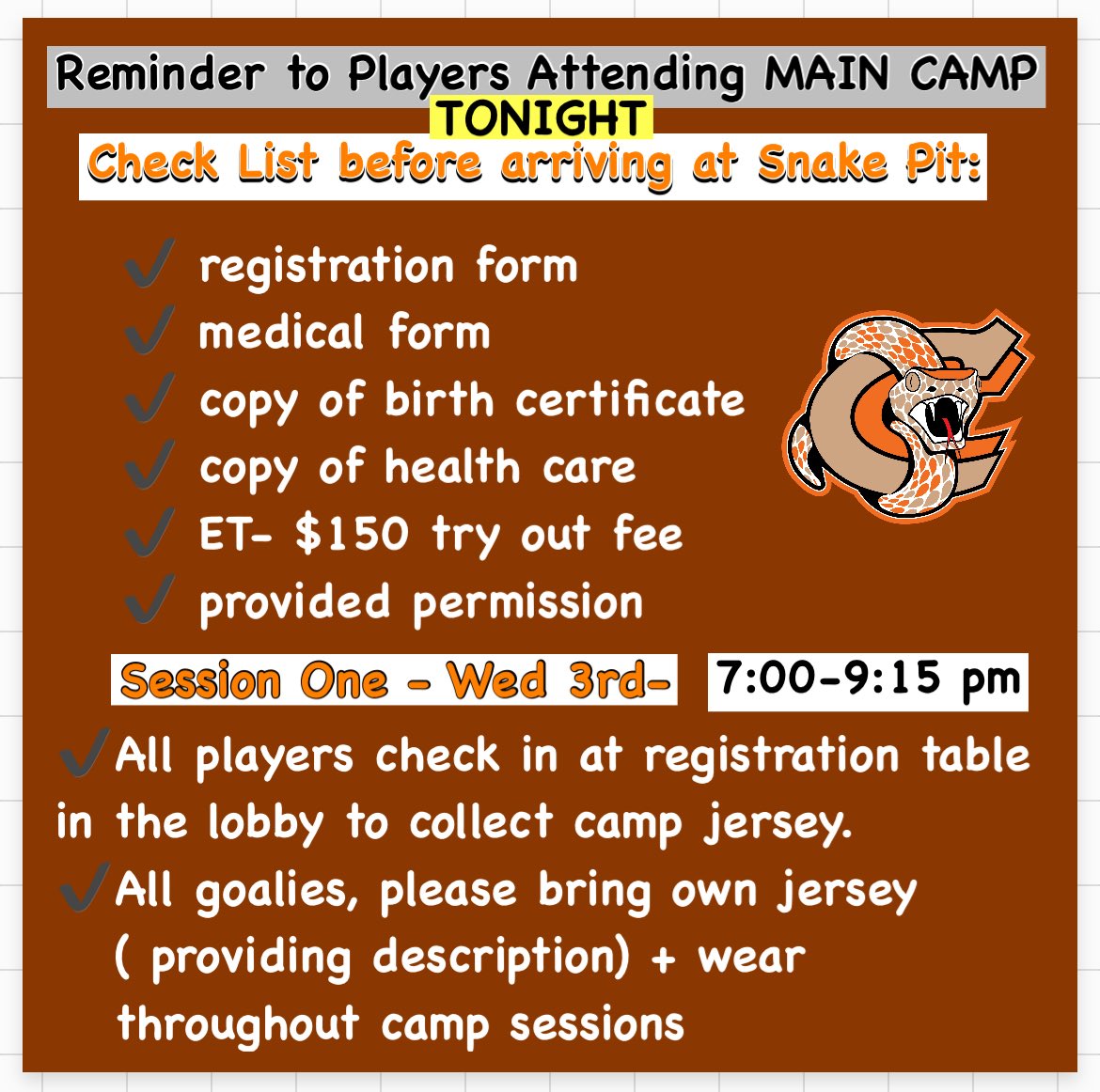 Session One starts tonight to build our new 2025-2026 roster!!!