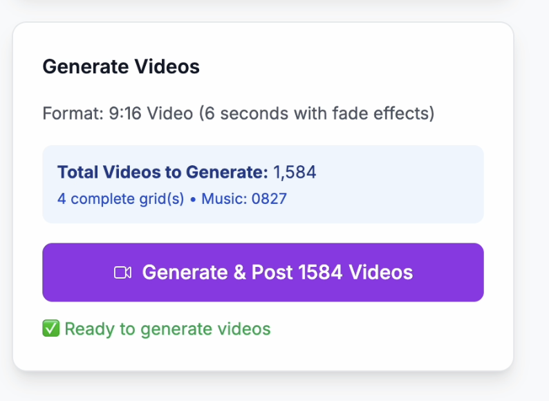 Creating and scheduling 1584 videos in less than 5 minutes. 

GG WP

The game has finished. 

Thank you carosnap.