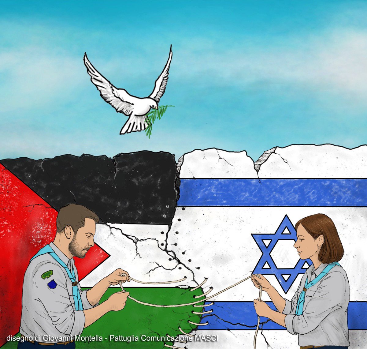 Noi #adulti #scout non rinunciamo alla speranza… Ci piace pensare di dare un calcio alle prime 2 lettere della parola “impossibile”. Preghiamo, agiamo… e non smetteremo mai di costruire, con il servizio e le azioni quotidiane, la pace. 
𝙊𝙫𝙪𝙣𝙦𝙪𝙚, 𝙥𝙚𝙧 𝙩𝙪𝙩𝙩𝙞!