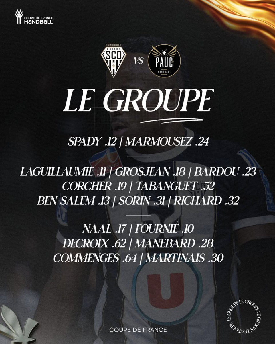 𝗟𝗔 𝗖𝗢𝗠𝗣𝗢 👊

La liste des joueurs retenus pour le match de ce soir est disponible !

🎟️ : billetterie-handball.angers-sco.fr/fr

𝗦𝗖𝗢, 𝗘𝗻𝘀𝗲𝗺𝗯𝗹𝗲 ! ⚫️⚪️

#SportAngers #AngersSCOHandball #TeamSCO#LaForceDuSCO #LaDalleAngevine #Proligue #LNH