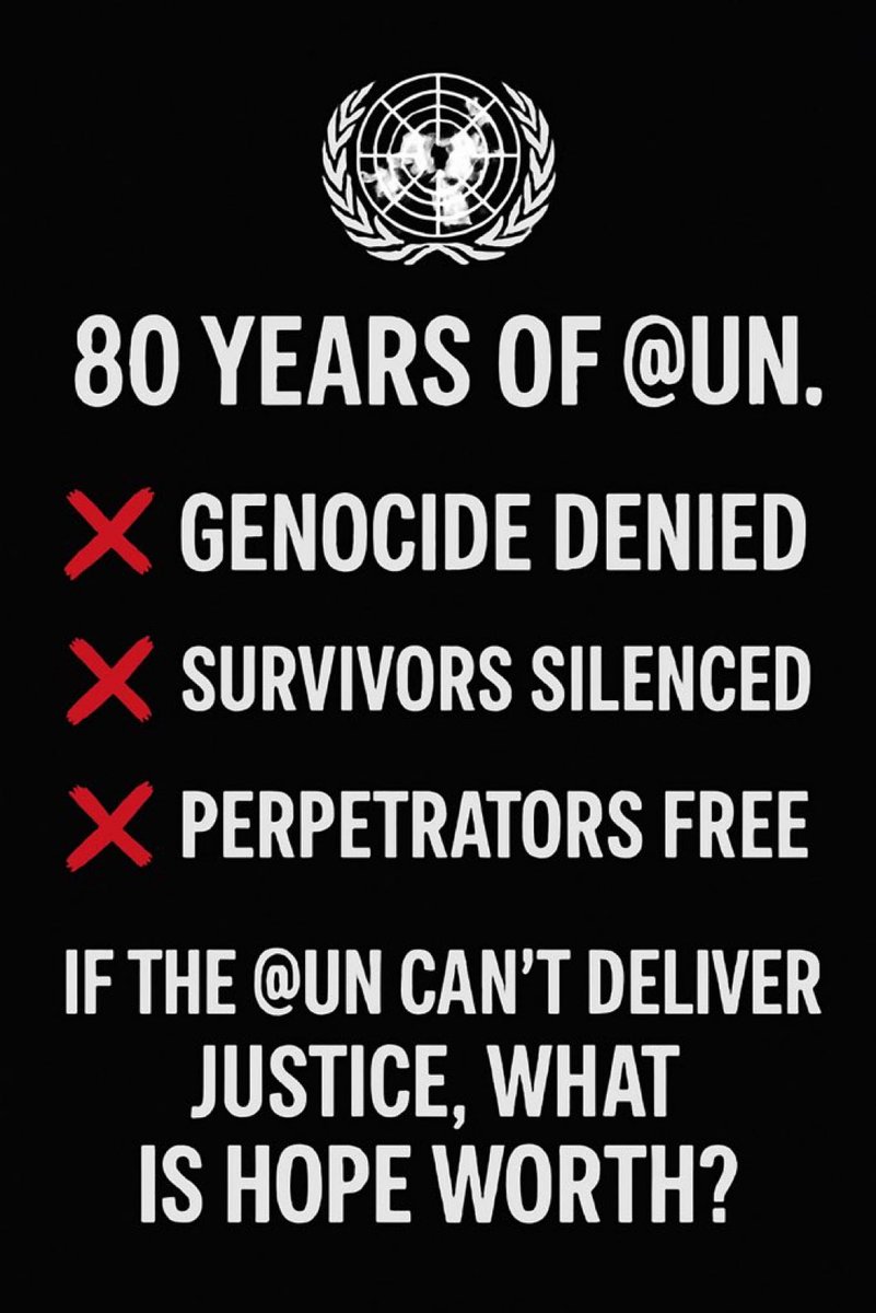 The <a href="/UN/">United Nations</a> says “Never Again.”
Tigray asks: When?
Not when our sisters are raped.
Not when our villages burn.
Not when we bury children of starvation.
NOW.
#UN80 #JusticeForTigray #NameItGenocide <a href="/antonioguterres/">António Guterres</a> <a href="/UNHumanRights/">UN Human Rights</a> <a href="/volker_turk/">Volker Türk</a> <a href="/UN_SDG/">UN Sustainable Development Group 🇺🇳</a> <a href="/Refugees/">UNHCR, the UN Refugee Agency</a> <a href="/IntlCrimCourt/">Int'l Criminal Court</a> <a href="/amnesty/">Amnesty International</a>