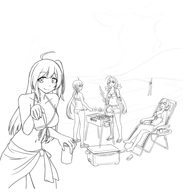 これがこうなってこうなってこうじゃ このラフ切ったやつ殴っていいだろ #皆さんラフと塗った後を見せてください