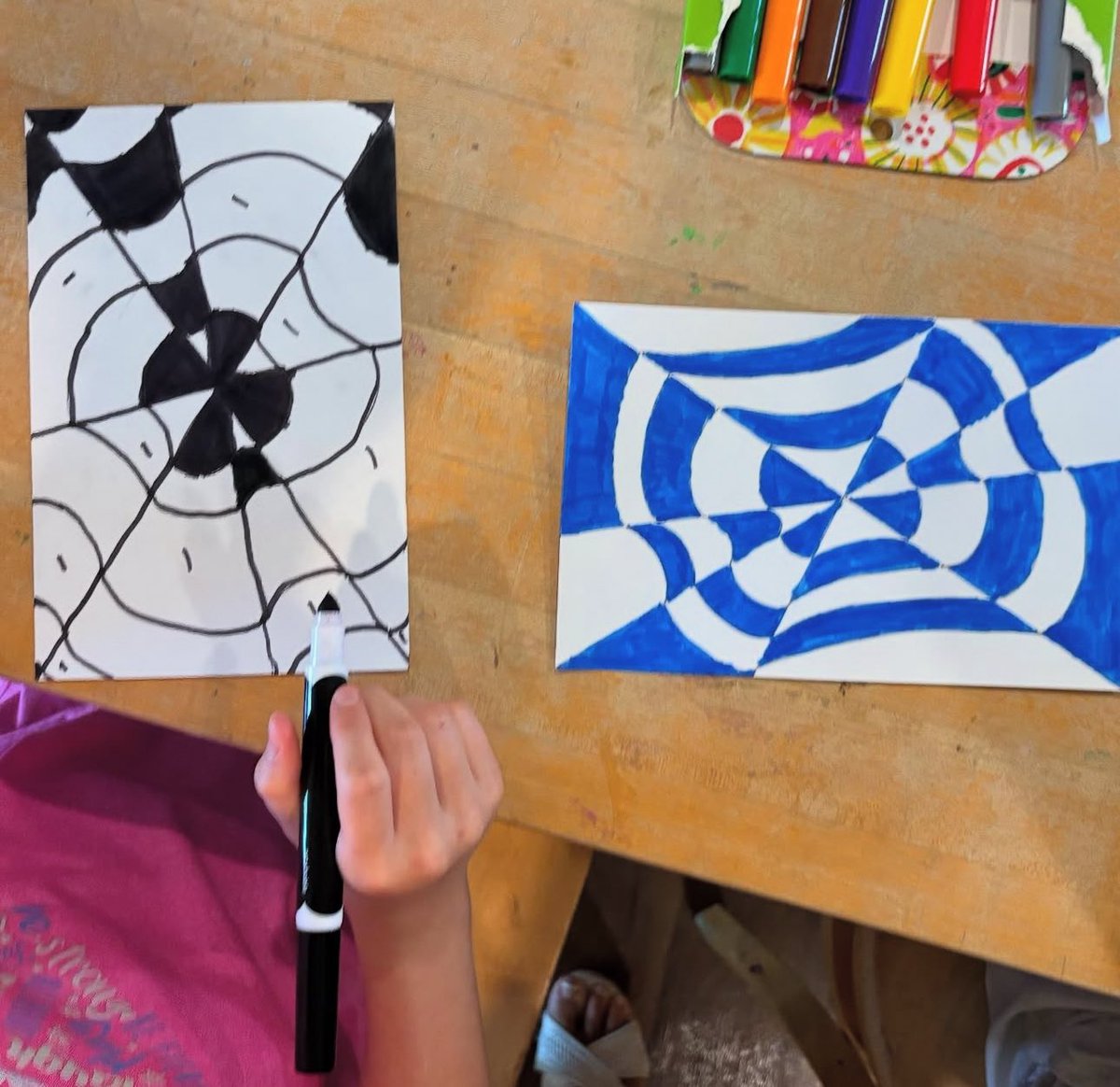 Children at <a href="/HelpingHandHome/">Helping Hand Home</a> enjoyed using rulers and measuring to create "op art" in the spirit of the optical artist, Bridget Riley
#MathGoggles #Math+Art=Fun
#HelpingHandHome #BridgetRiley