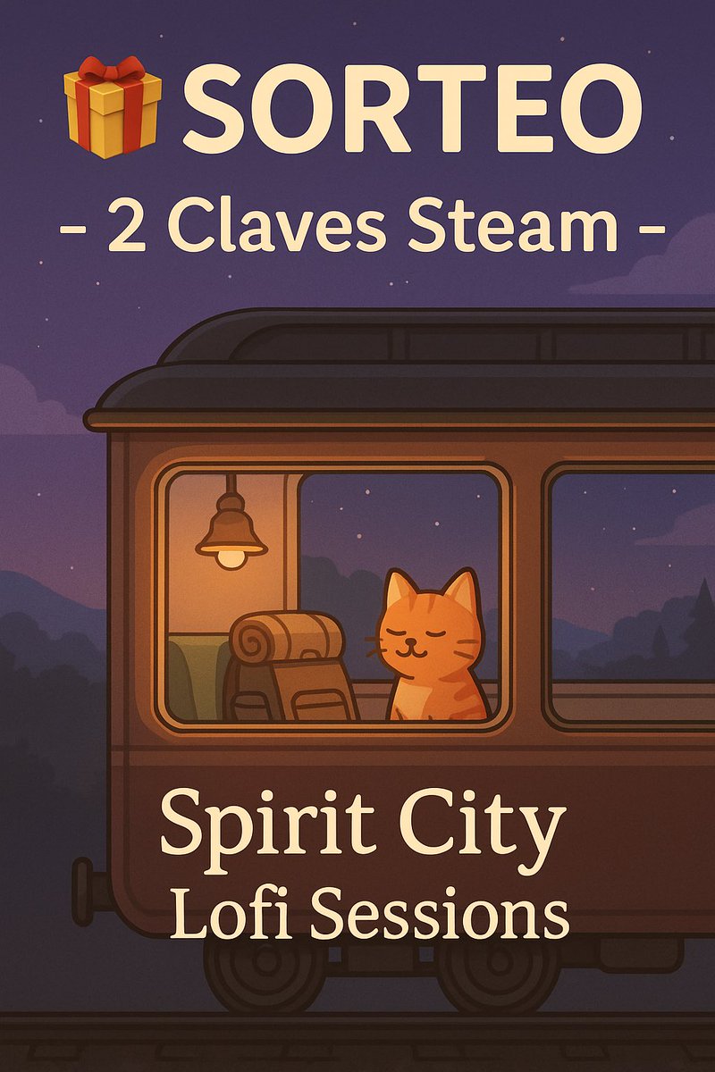 BBrisita (@xbbrisita) on Twitter photo 🎉 ¡SORTEO! 🎉
Celebro el lanzamiento de Spirit City: All Aboard! 🚂 regalando 2 claves de Steam de Spirit City: Lofi Sessions.
Para participar:
✅ Sígueme
✅ Sigue a <a href="/SpiritCityLofi/">Spirit City: Lofi Sessions - PC/MacOS</a> 
✅ Da ❤️ y RT a este tweet
✅ Comenta mencionando a un amig@
⏳ Hasta el 7 de septiembre a 🎉 ¡SORTEO! 🎉
Celebro el lanzamiento de Spirit City: All Aboard! 🚂 regalando 2 claves de Steam de Spirit City: Lofi Sessions.
Para participar:
✅ Sígueme
✅ Sigue a <a href="/SpiritCityLofi/">Spirit City: Lofi Sessions - PC/MacOS</a> 
✅ Da ❤️ y RT a este tweet
✅ Comenta mencionando a un amig@
⏳ Hasta el 7 de septiembre a