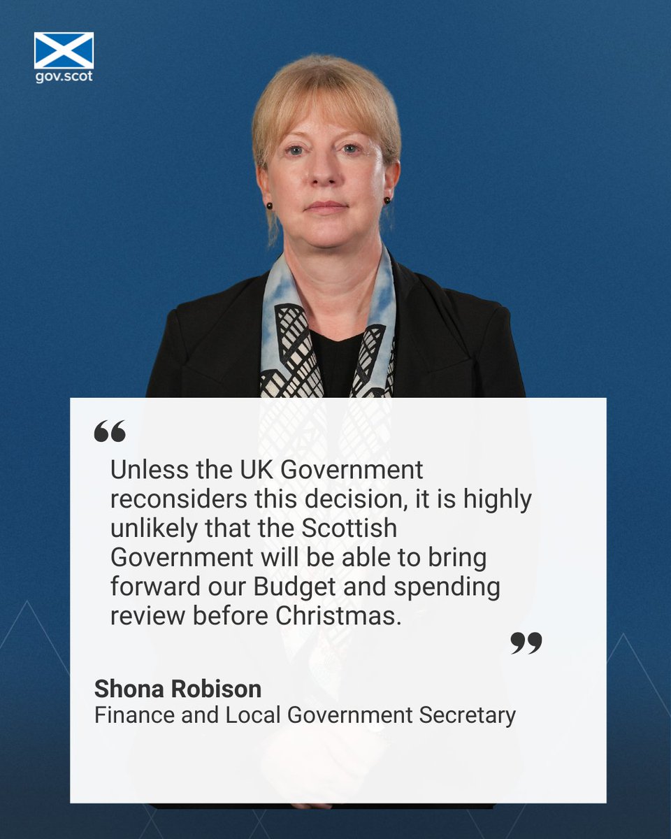 Scottish Government Finance and Economy (@scotgoveconomy) on Twitter photo Finance Secretary @shonarobison has responded to the UK Government announcing the UK Budget will take place on 26 November.
She said the date presents challenges for <a href="/scotgov/">Scottish Government</a> to bring forward its Budget before the end of the year. Finance Secretary @shonarobison has responded to the UK Government announcing the UK Budget will take place on 26 November.
She said the date presents challenges for <a href="/scotgov/">Scottish Government</a> to bring forward its Budget before the end of the year.