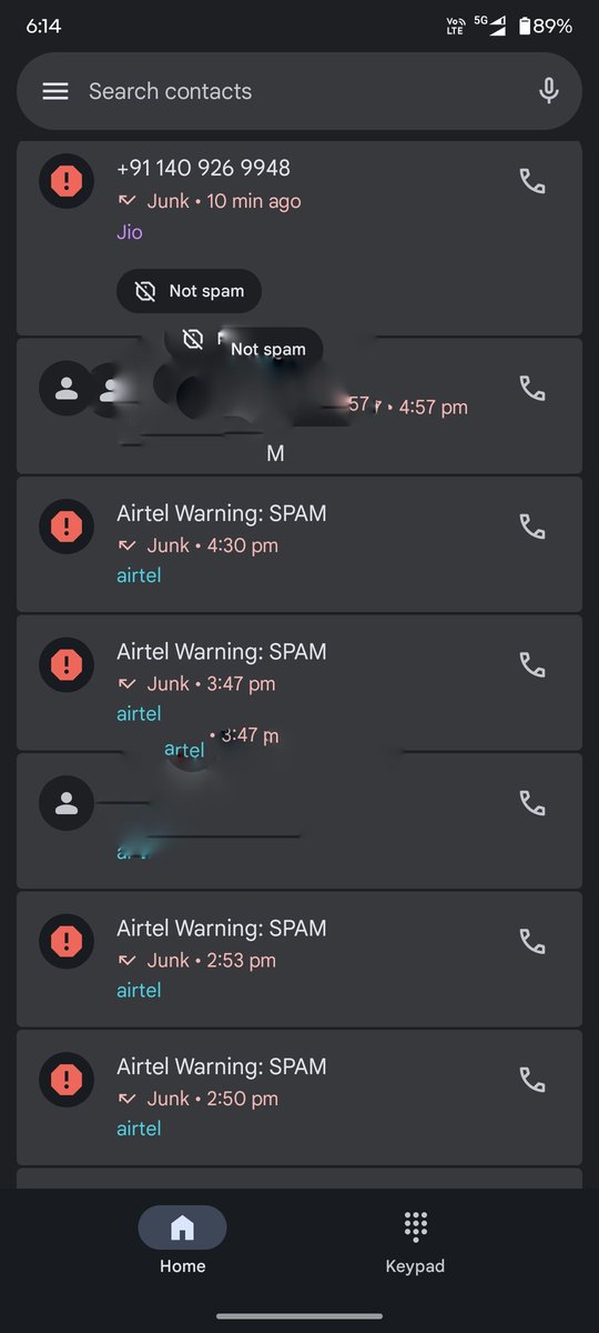 That_LogicalGuy's tweet image. I don&apos;t know if it&apos;s just for me, but these spam calls have increased crazily recently... And they also have numbers starting from the &quot;9&quot; series!!... The blurred are also spam, just in case did it...