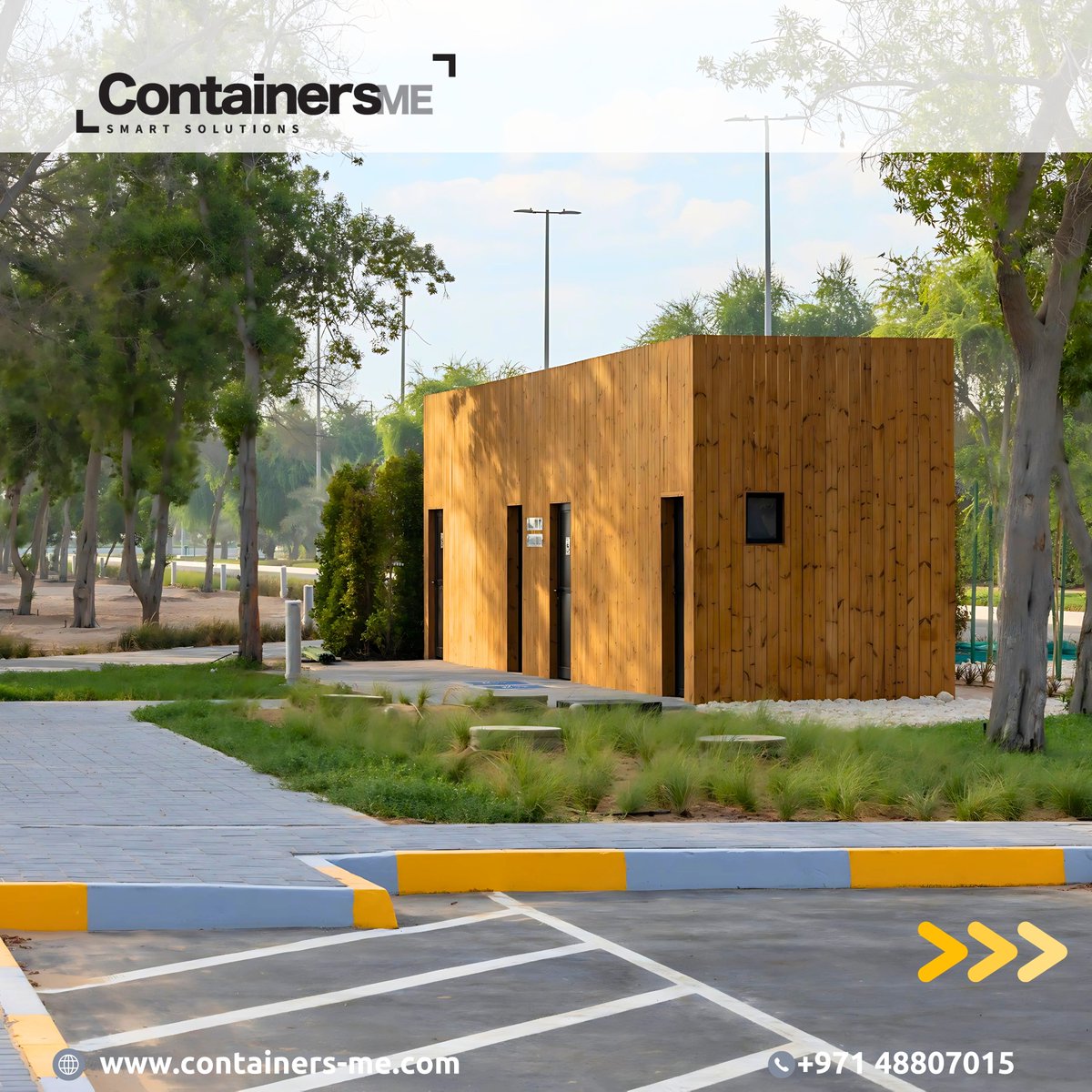 Containers_me's tweet image. Discover the power of modular mobile containers with this stylish washroom, customized with wooden cladding, for AL KHALEEJ AL ARABI CYCLE TRACK.

 Want to see more? Visit - containers-me.com/projects

 Let&apos;s make your next project a reality.

 #modularsolutions #mobilecontainers