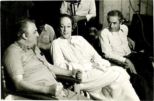 DarrellEpp's tweet photo. Michelangelo Antonioni visiting Federico Fellini and Donald Sutherland on the set of Casanova. #instantparty https://t.co/wrCFeYCyNg