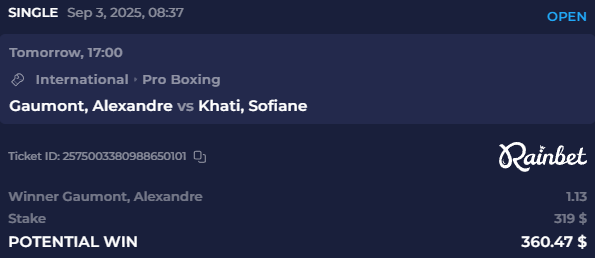 🥊🇬🇧 BANNED SOFIANE KHATI back tomorrow - let’s hope he’s taught a lesson by 13-0 unbeaten Alexandre Gaumont!

Last time out he stopped our own Nathan Heaney only to be done for an anti-doping violation🚭

Get in it with our friends at Rainbet👇 #Ad