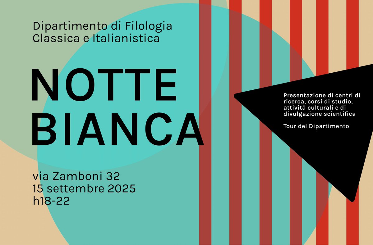 The Research Centre for Open Scholarly Metadata invites you to White Night at the Department of Classical Philology and Italian Studies <a href="/Unibo/">Università di Bologna</a> on September 15.
From 18 to 22:30, explore our activities and discover what other research centres at FICLIT are working on.