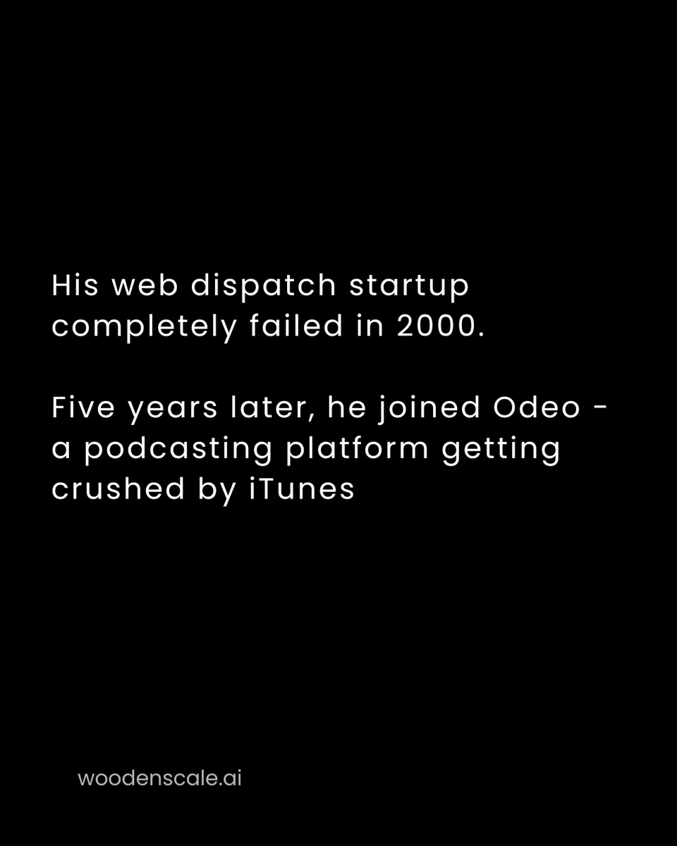 WoodenscaleAI's tweet photo. Your "failed" startup might be your biggest blessing in disguise.  
.
.
Jack Dorsey's had three failed attempts. Sometimes your biggest failure is just clearing the path to your biggest success.  
.
.
.
Keep building. Keep pivoting. Keep believing. https://t.co/uLYZ41XAn4