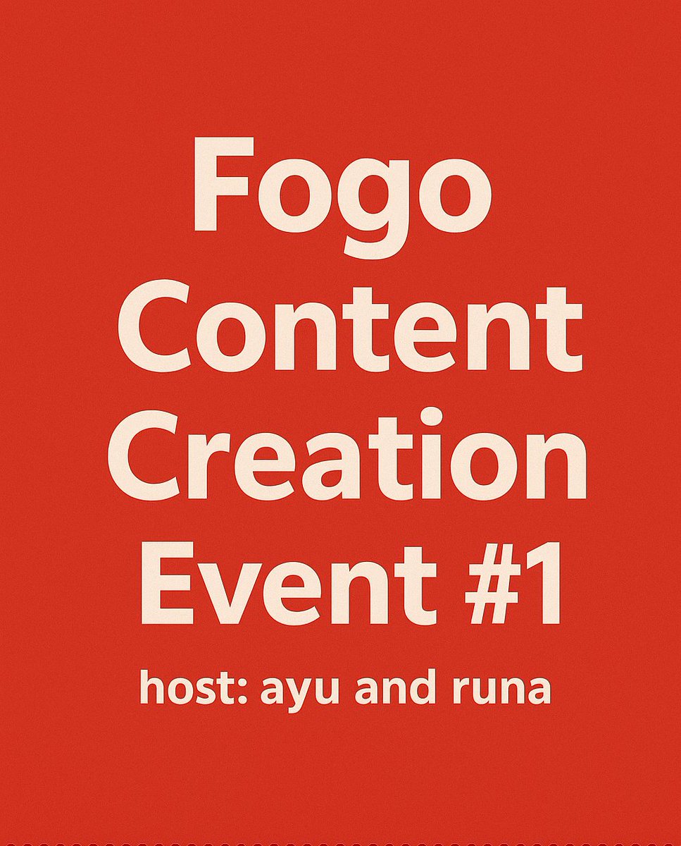 runa8539's tweet photo. fogoコンテンツ作成イベント#1
host @runa8539 @ayxxnang
期間:9月3日~8日の22時

参加方法
- Twitterでコンテンツを作成
- 本ツイートにURLをリプライ
- Discordのx-sharingに投稿

fogoコミュニティを盛り上げましょう🔥
@FogoChain @cmgonthegoat @CHOPPAtheSHARK @RobertSagurton @thebookofjoey https://t.co/YO8k2QEBM5