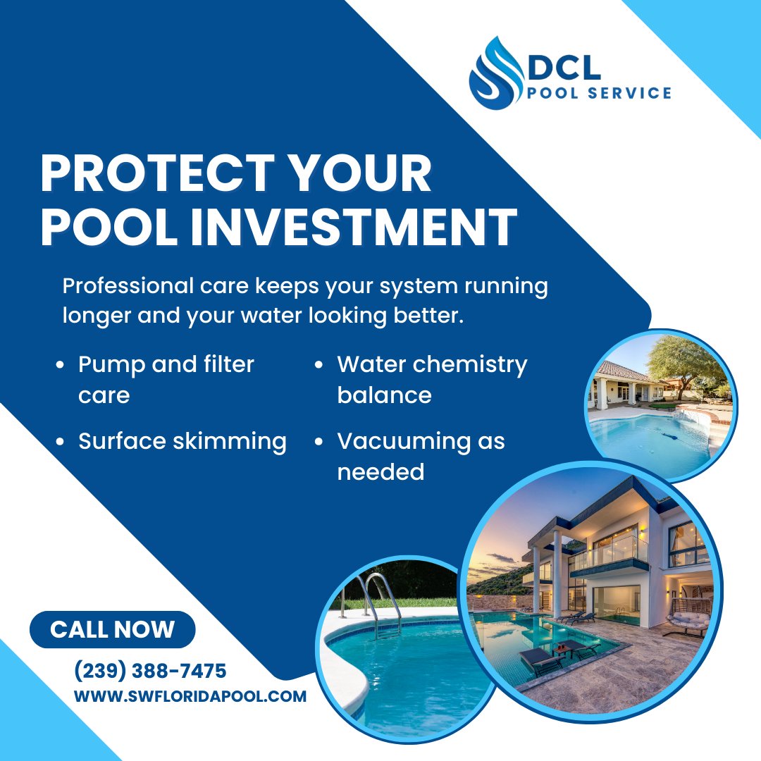 DclPoolServices's tweet image. Your pool deserves the best. Protect your investment with expert service from DCL Pool Services.
#ProtectYourPool #DCLPoolServices #CrystalClearPools #FloridaLiving #PoolExperts