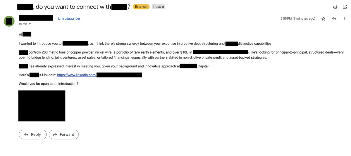 100% of our deals open and close in email.

These are the types of introductions, groups, and borrowers we work with - you can’t step into these conversations as a marketer. You need literacy and a foundation to walk in with nothing and walk out with a live deal.

Partnering with