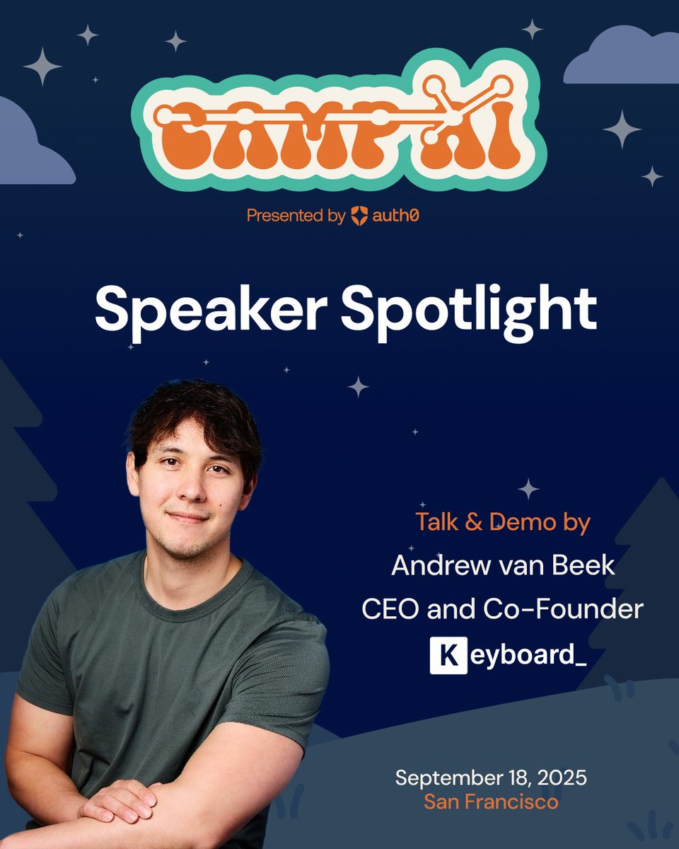 auth0's tweet image. 🤖 Agents could do everything… but usually aren’t allowed to.

🎤 @AndrewVanBeek1 (CEO, @Keyboard_ai) at #CampAI shows how to give them a “keyboard” ⌨️—secure, open source, no root access.

👉 Register: bit.ly/4lbaBol
#GenAI #BuildWithAuth0 #DevOps