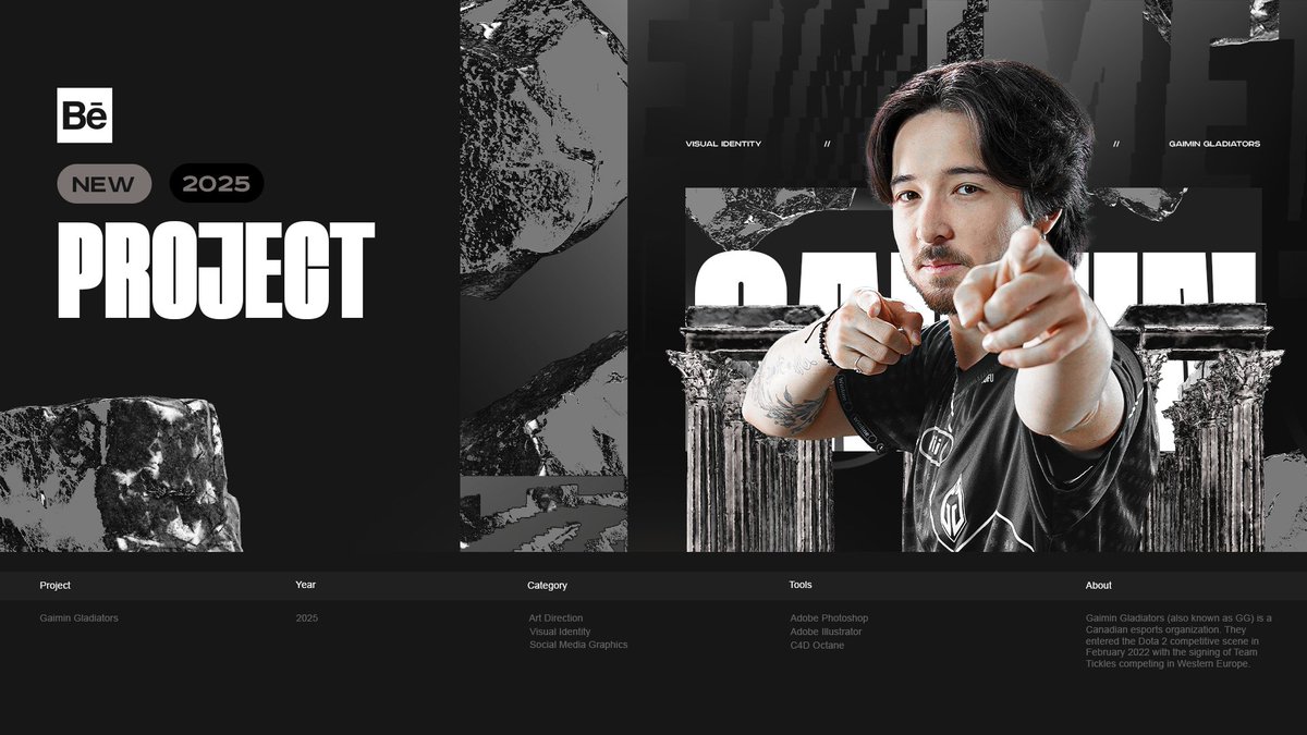 NEW BEHANCE PROJECT // 2025 VISUAL IDENTITY.
<a href="/GaiminEsportsGG/">Gaimin Gladiators Esports ⚔️</a> / <a href="/GaiminGladiator/">GG | Gaimin Gladiators ⚔️</a>
Always my best guys : <a href="/OKAMI_CD/">OKAMI</a> for the 3D and <a href="/hotelroomhell/">Lou</a> for graphic design assistance!
---
⬇️LINK BELOW
---
behance.net/gallery/232546…