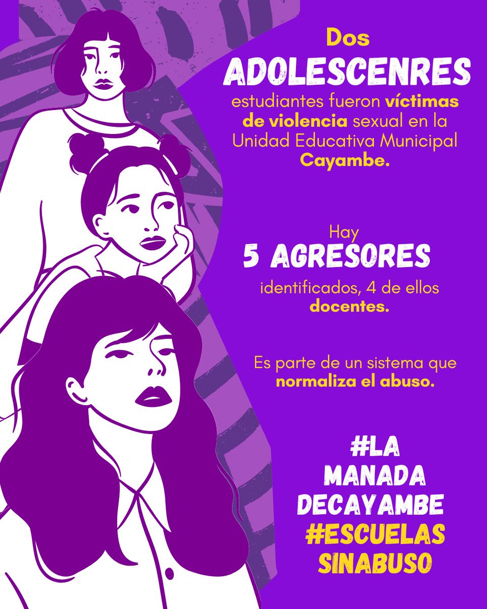 🔴 ATENCIÓN: Hoy a las 9h00, se llevará a cabo la audiencia preparatoria y evaluatoria de juicio del caso #LaManadaDeCayambe. Estamos vigilantes exigiendo #JusticiaParaLasAdolescentes ⁦<a href="/FiscaliaEcuador/">Fiscalía Ecuador</a>⁩ <a href="/CJudicaturaEc/">Consejo de la Judicatura</a> <a href="/DEFENSORIAEC/">Defensoría del Pueblo de Ecuador</a>