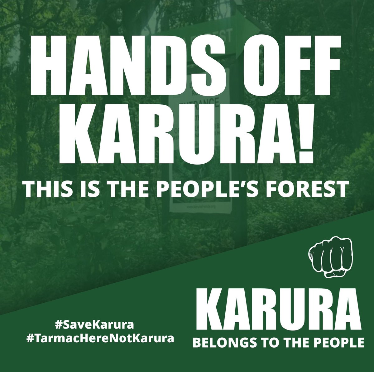 🌍✊🏾 Karura is not for grabs!
We refuse to watch decades of community-led conservation &amp; Prof. Wangari Maathai’s legacy be erased.
#SaveKarura #TarmacHereNotKarura