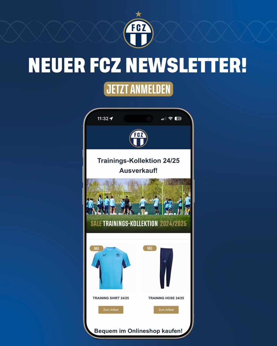 📩 𝐈𝐦𝐦𝐞𝐫 𝐮𝐩 𝐭𝐨 𝐝𝐚𝐭𝐞 𝐦𝐢𝐭 𝐝𝐞𝐦 𝐅𝐂𝐙 𝐍𝐞𝐰𝐬𝐥𝐞𝐭𝐭𝐞𝐫
Mit unserem Newsletter verpasst du nichts: Aktuelle Infos rund um den FC Zürich, neue Kollektionen und spannende Angebote. 🔵⚪️

👉 Der Newsletter erscheint 1–2 Mal pro Monat – und die nächste Ausgabe