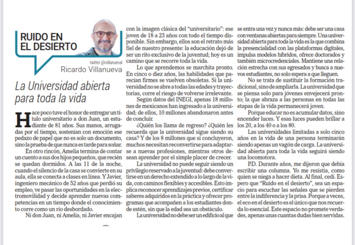 Aunque muchas veces me lo sugirieron, durante años me resistí a escribir una columna, como quien se niega a hacer dieta. Al final, aquí estamos.

Hoy nace “Ruido en el desierto”, un espacio para esas dudas y reflexiones, que a veces olvidamos en medio de la prisa, pero que son
