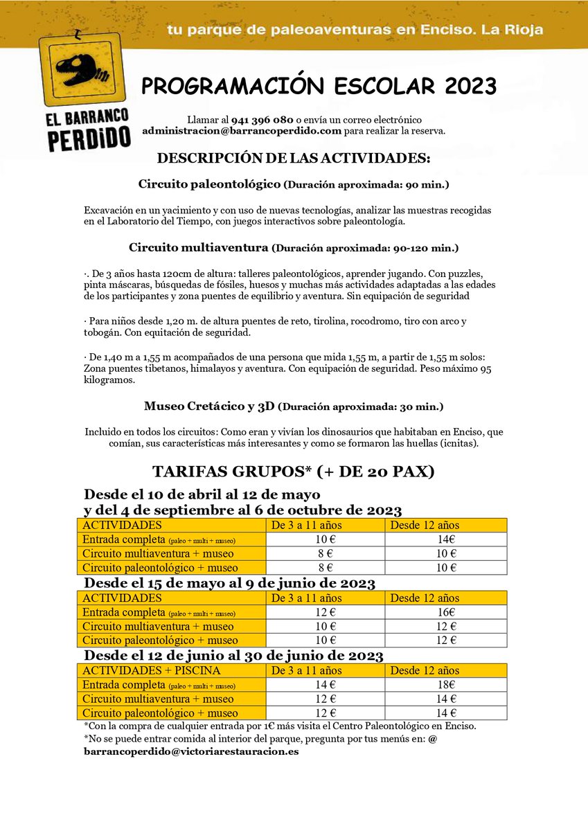 Planifica tu excursión escolar 2026 🐲 a "El Barranco Perdido" - mailchi.mp/7116b4fe1a74/p…