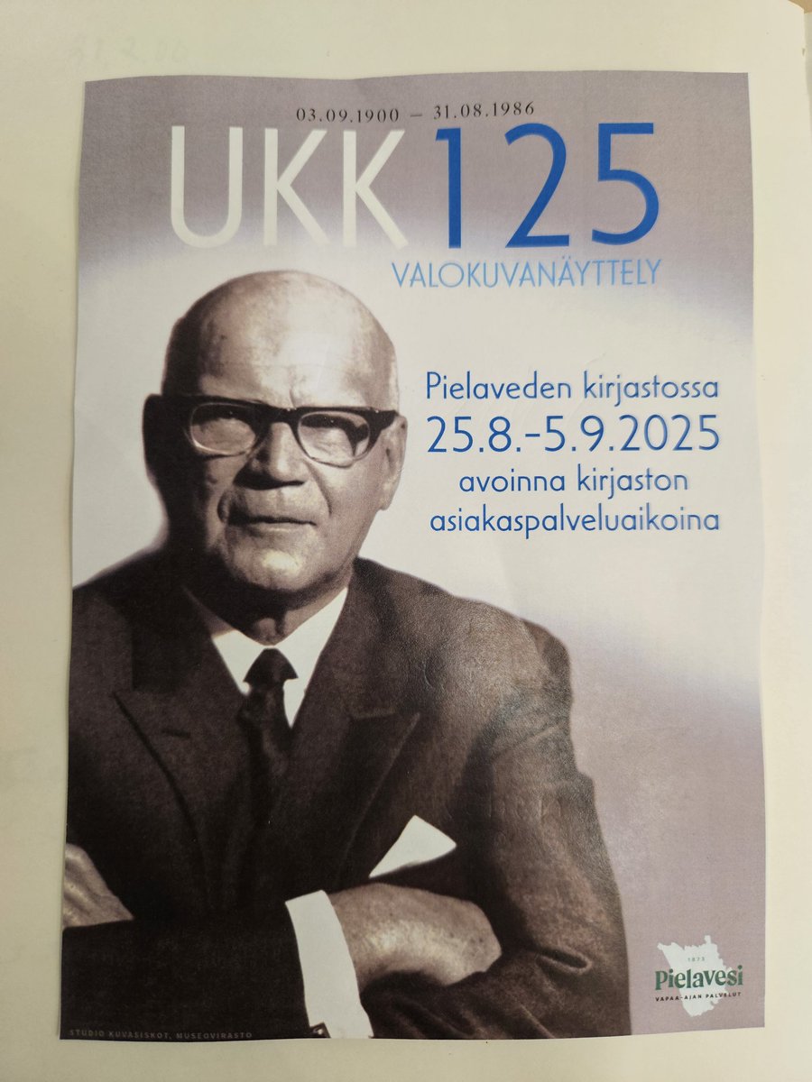 Urho Kaleva Kekkonen syntyi 125 vuotta sitten. Syntymäpäivän johdosta kahvi- ja kakkutarjoilu Lepikon torpalla.
UKK 125 -näyttely Pielaveden kirjastolla. 
#kekkonen #pielavesi #lepikontorppa