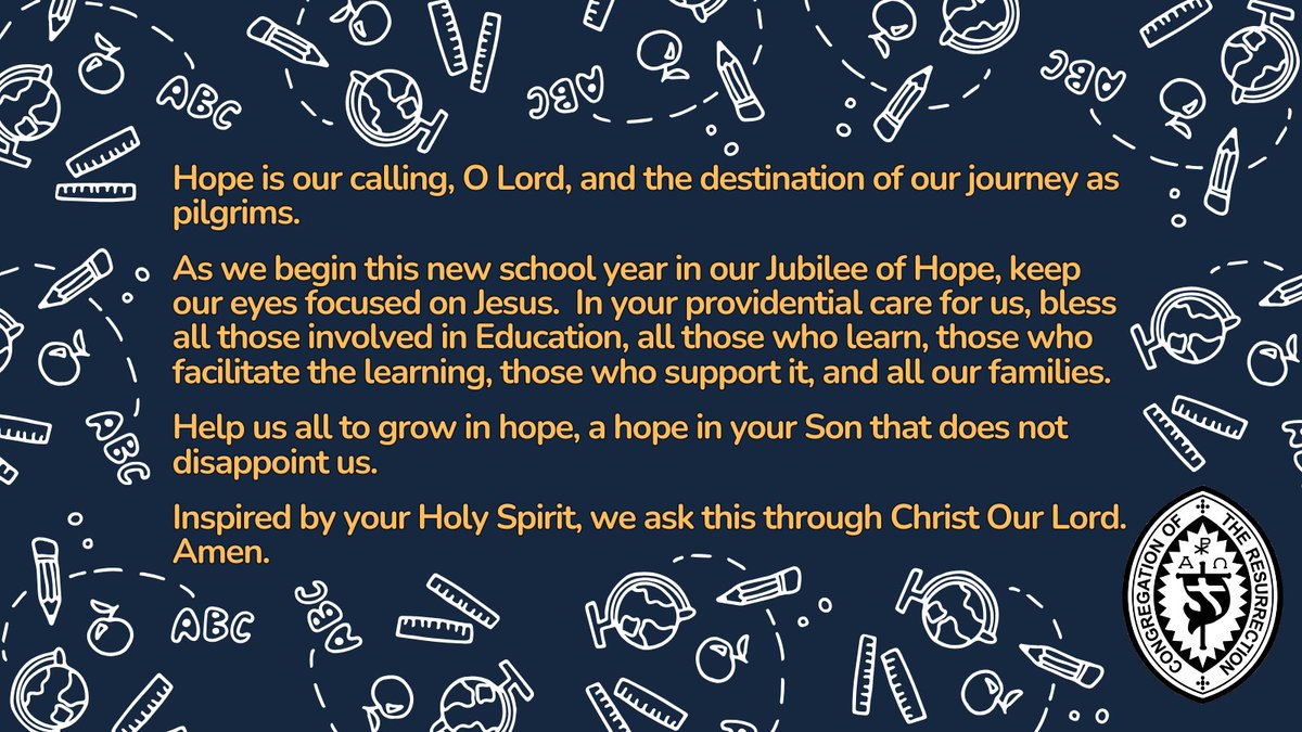 Students start back to school this week, let us keep them in prayer.

#BackToSchool #resurrectionists #prayer #hope