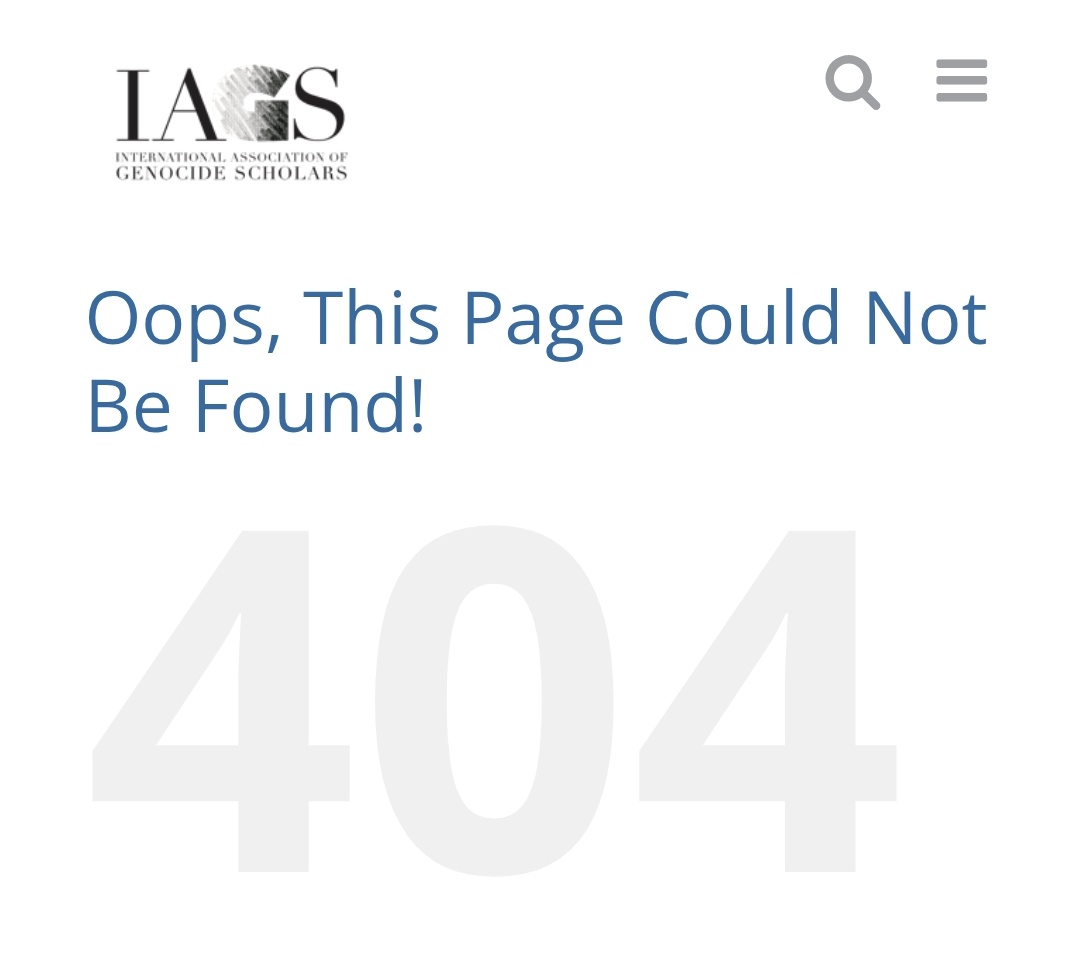 EFischberger's tweet photo. — Genocide Studies Has Been Destroyed —

Unwilling to abide by the open membership model they once touted, the International Association of Genocide Scholars (IAGS) has tanked its own website.

Users can no longer see who the members are, individual member pages have been deactivated, and its X account has been taken down. This includes myself, Cookie Monster, Emperor Palpatine, and Palestinian Hitler, among others.

Two outstanding issues remain:

1. Will there be any accountability for the lies this fake association spread?

2. Who do I speak to about my $30 refund?